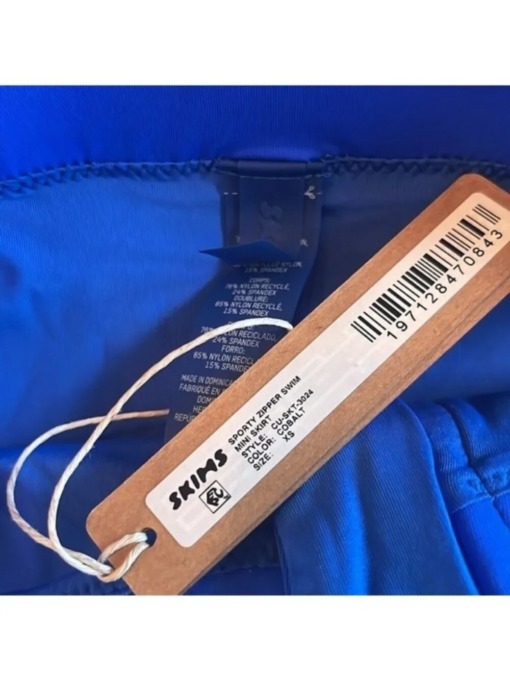 NWT SKIMS Sporty Zipper Swim Mini Skirt XS Cobalt Blue